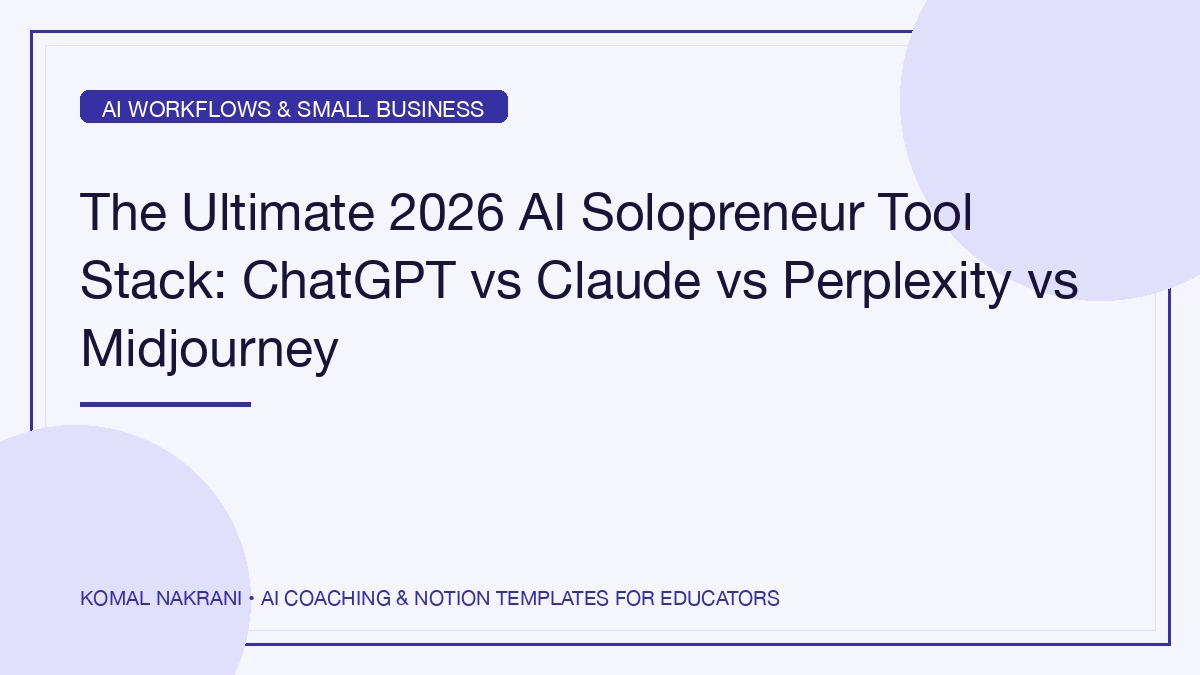 The Ultimate 2026 AI Solopreneur Tool Stack: ChatGPT vs Claude vs Perplexity vs Midjourney