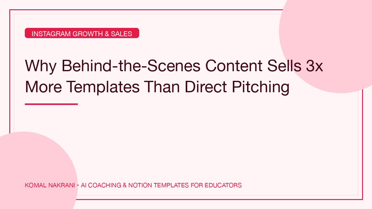 Why Behind-the-Scenes Content Sells 3x More Templates Than Direct Pitching