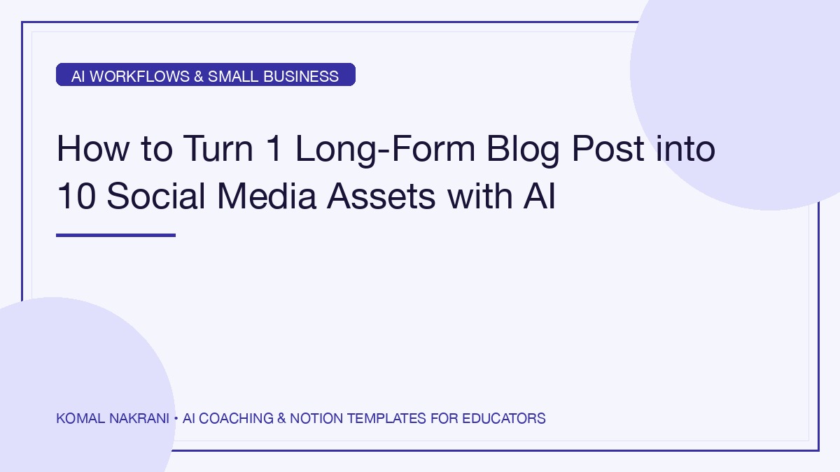 How to Turn 1 Long-Form Blog Post into 10 Social Media Assets with AI
