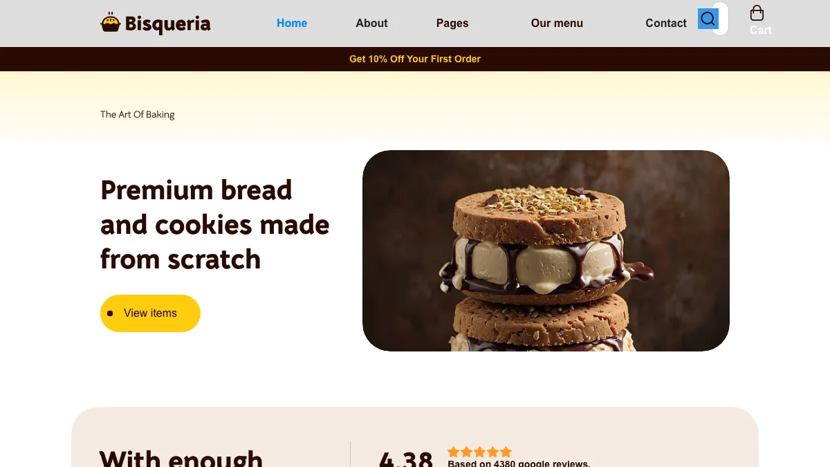 Screenshot of the Bisqueria theme homepage