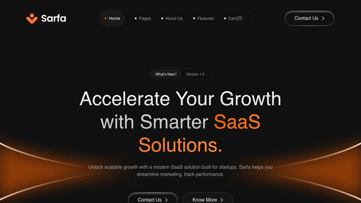 Screenshot of the Sarfa theme homepage