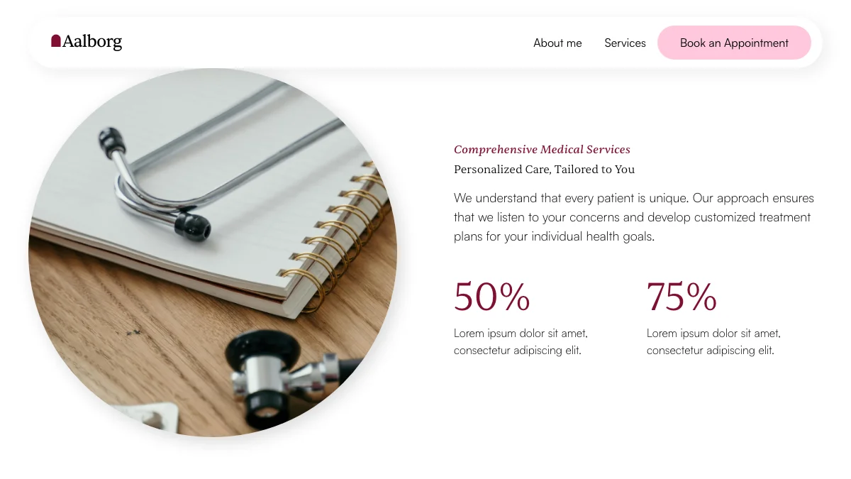 Screenshot of the Aalborg theme homepage