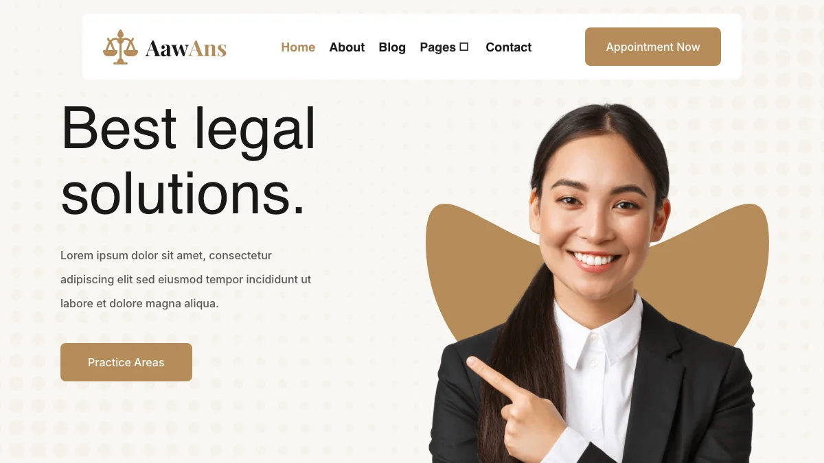 Screenshot of the Aawans theme homepage