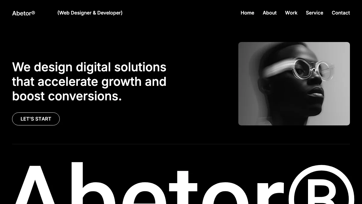 Screenshot of the Abetor theme homepage