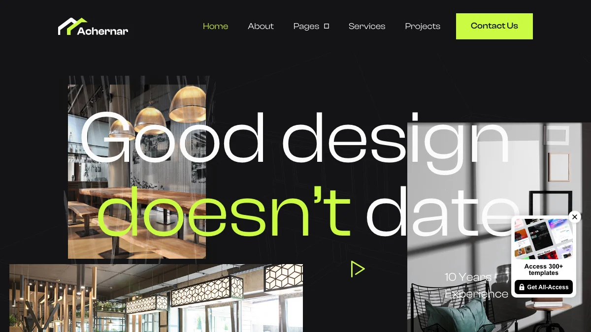 Screenshot of the Achernar theme homepage