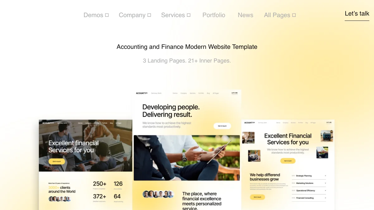 Screenshot of the Acounty 128 theme homepage