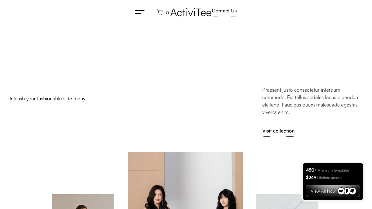 Screenshot of the ActiviTee theme homepage