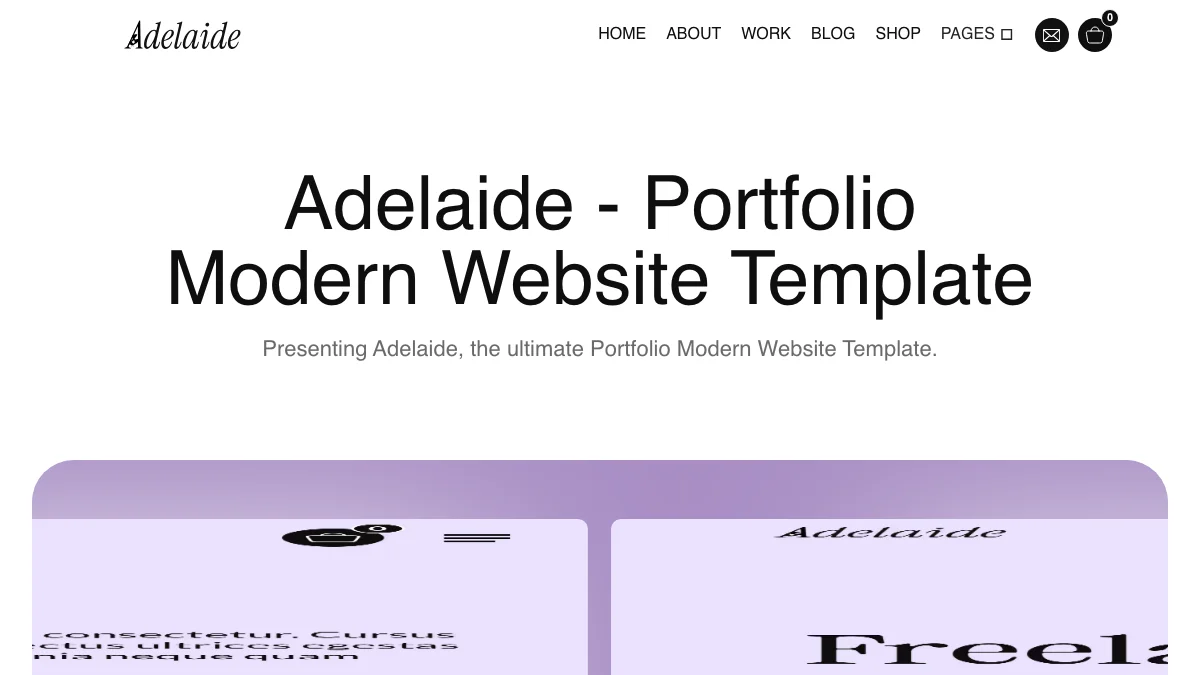 Screenshot of the Adelaide theme homepage