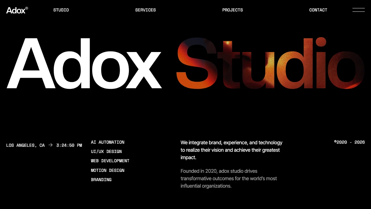 Screenshot of the Adox Studio theme homepage