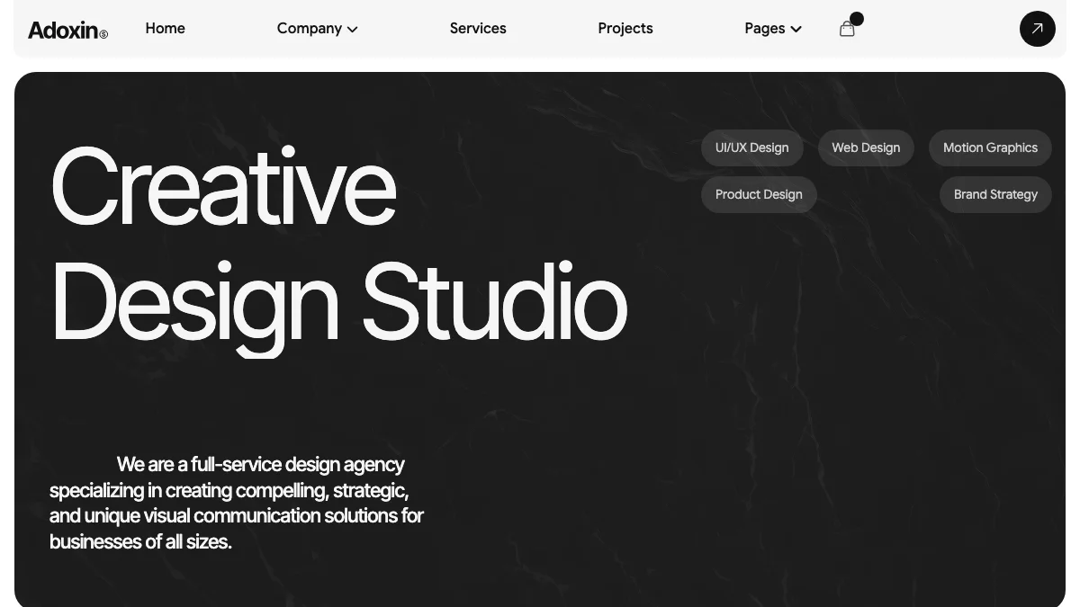 Screenshot of the Adoxin theme homepage