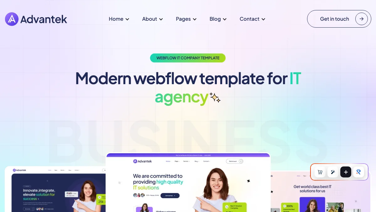 Screenshot of the Advantek theme homepage