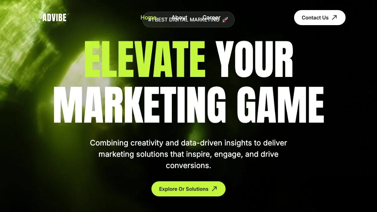 Screenshot of the Advibe theme homepage