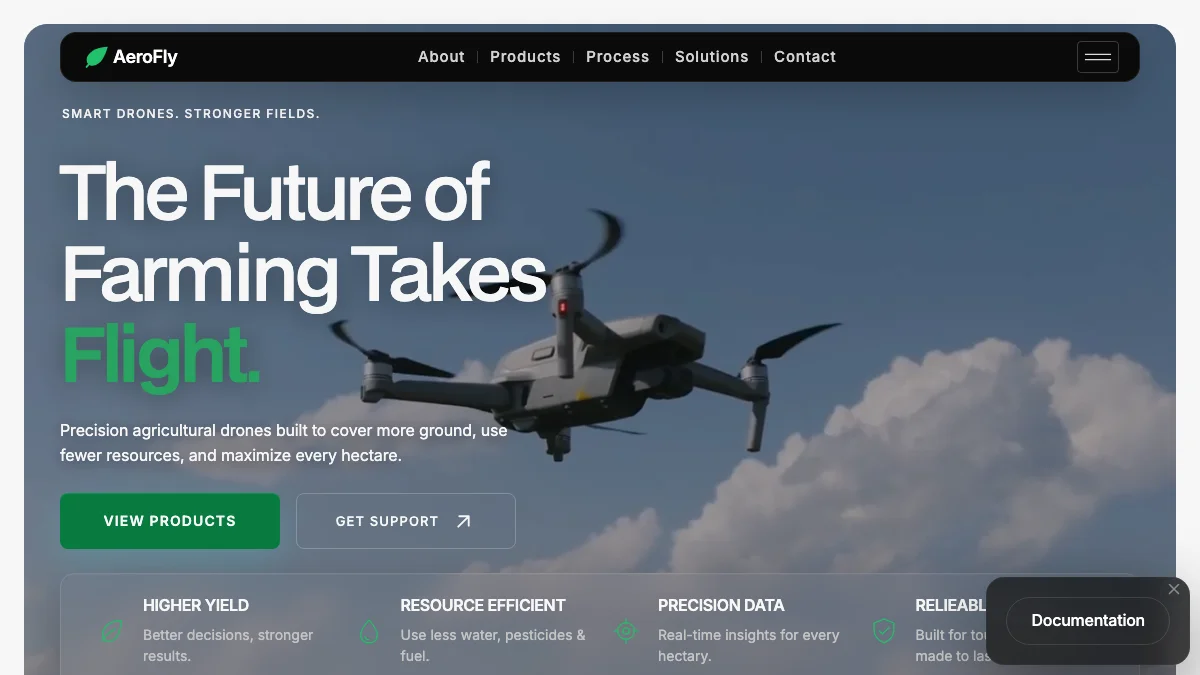 Screenshot of the AeroFly theme homepage