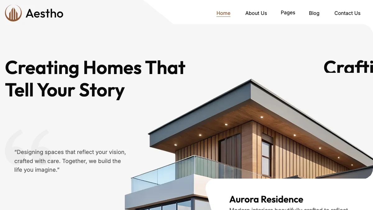 Screenshot of the Aestho theme homepage