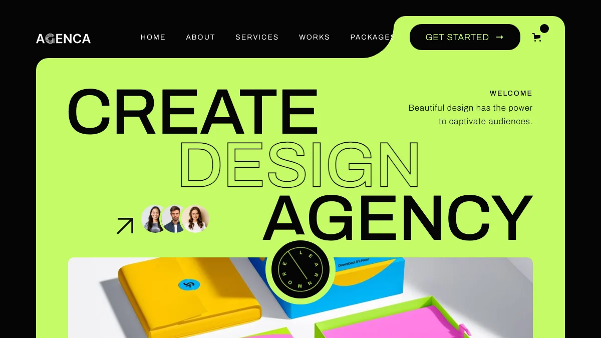 Screenshot of the AGENCA theme homepage