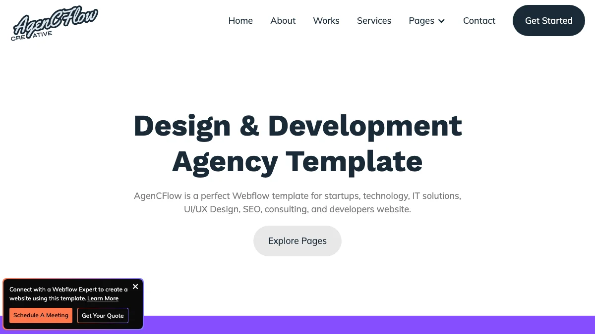 Screenshot of the AgenCFlow theme homepage