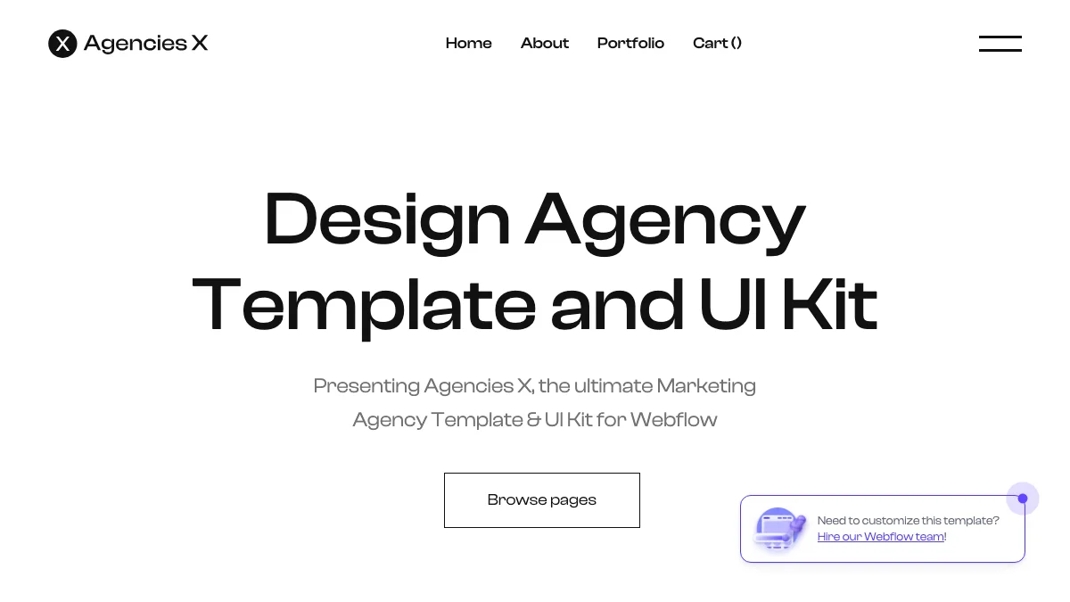 Screenshot of the Agencies X theme homepage