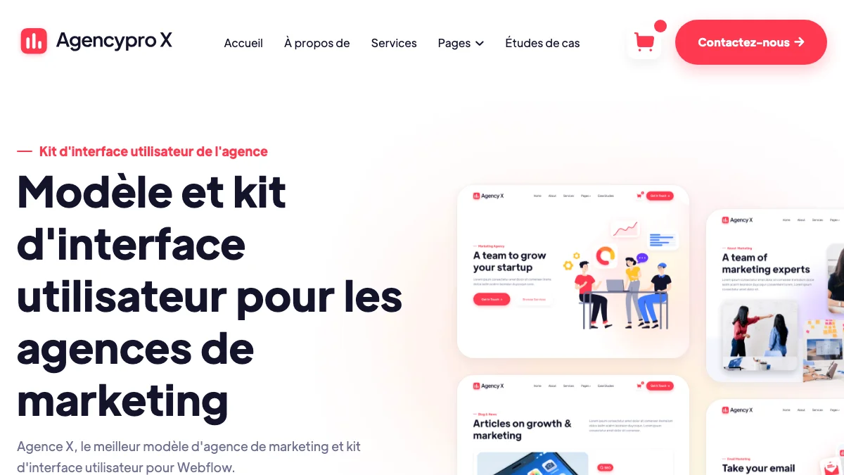 Screenshot of the Agency X theme homepage