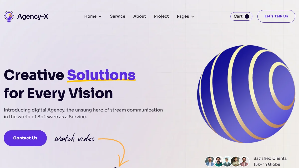 Screenshot of the Agency-X theme homepage