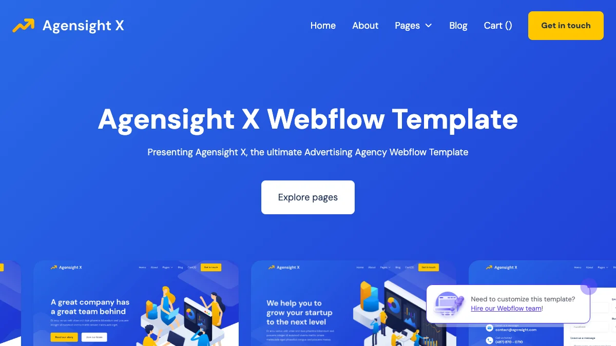 Screenshot of the Agensight X theme homepage