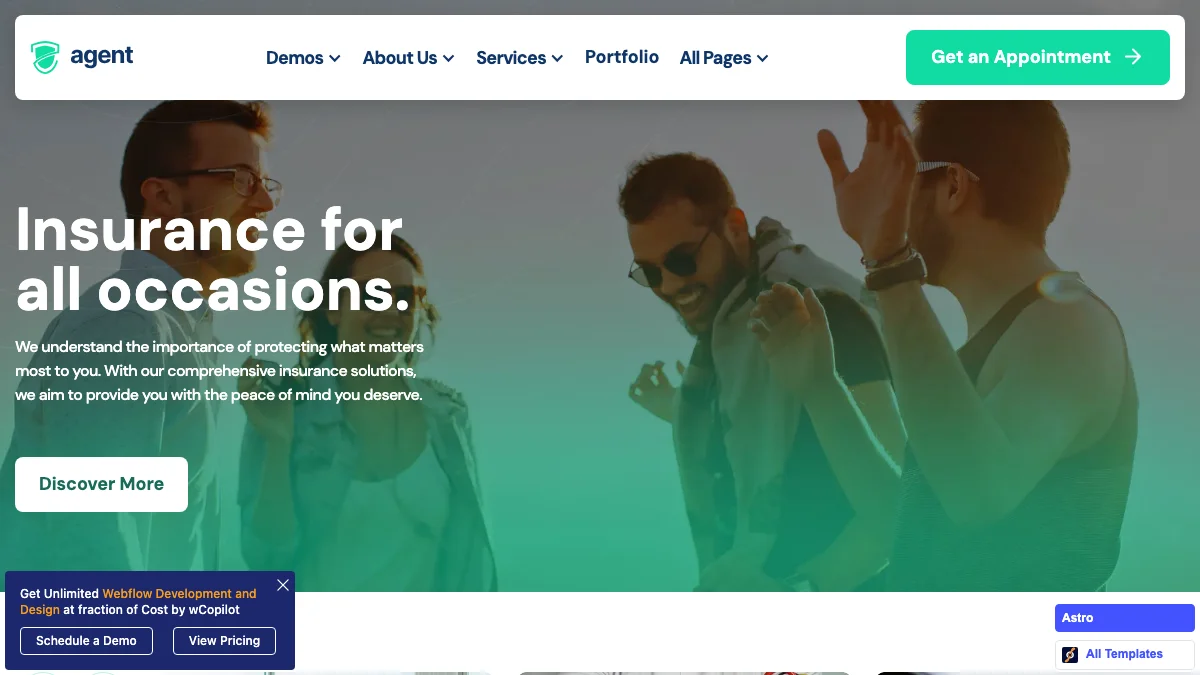 Screenshot of the Agent Lite theme homepage