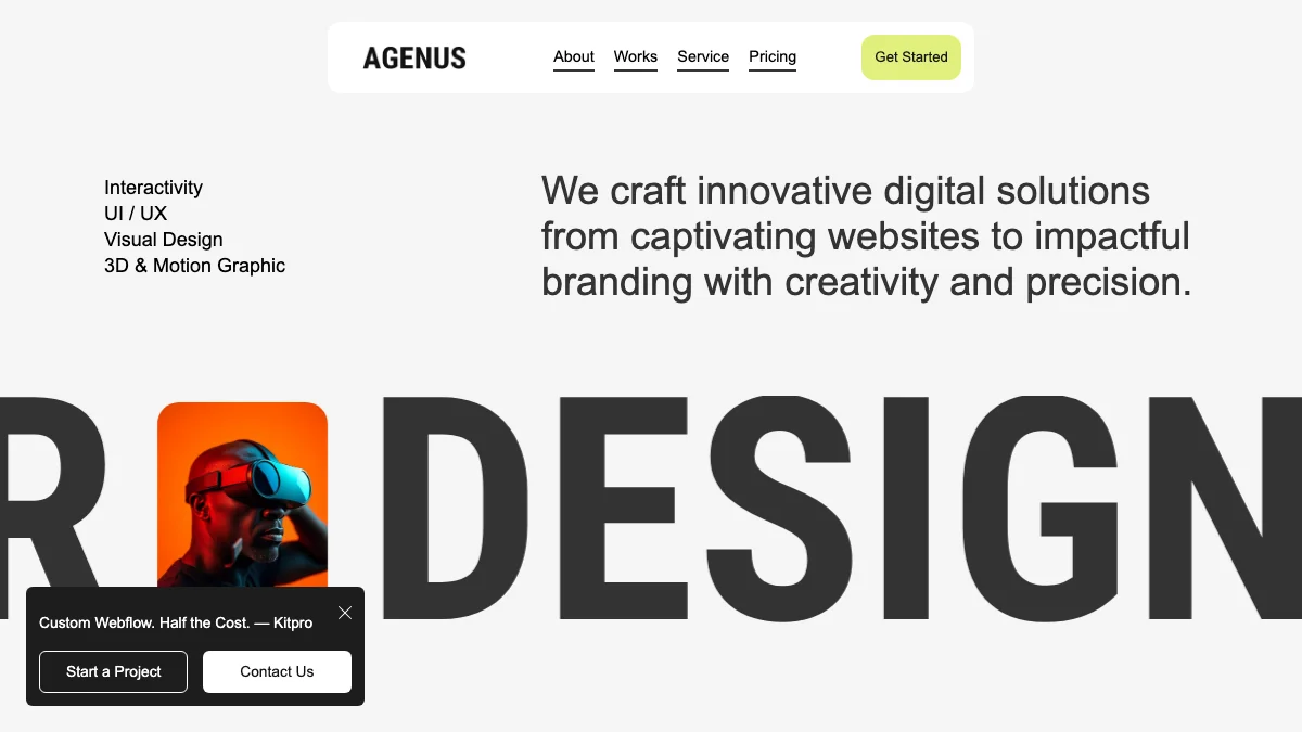 Screenshot of the Agenus theme homepage