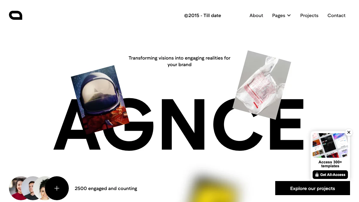 Screenshot of the Agnce theme homepage