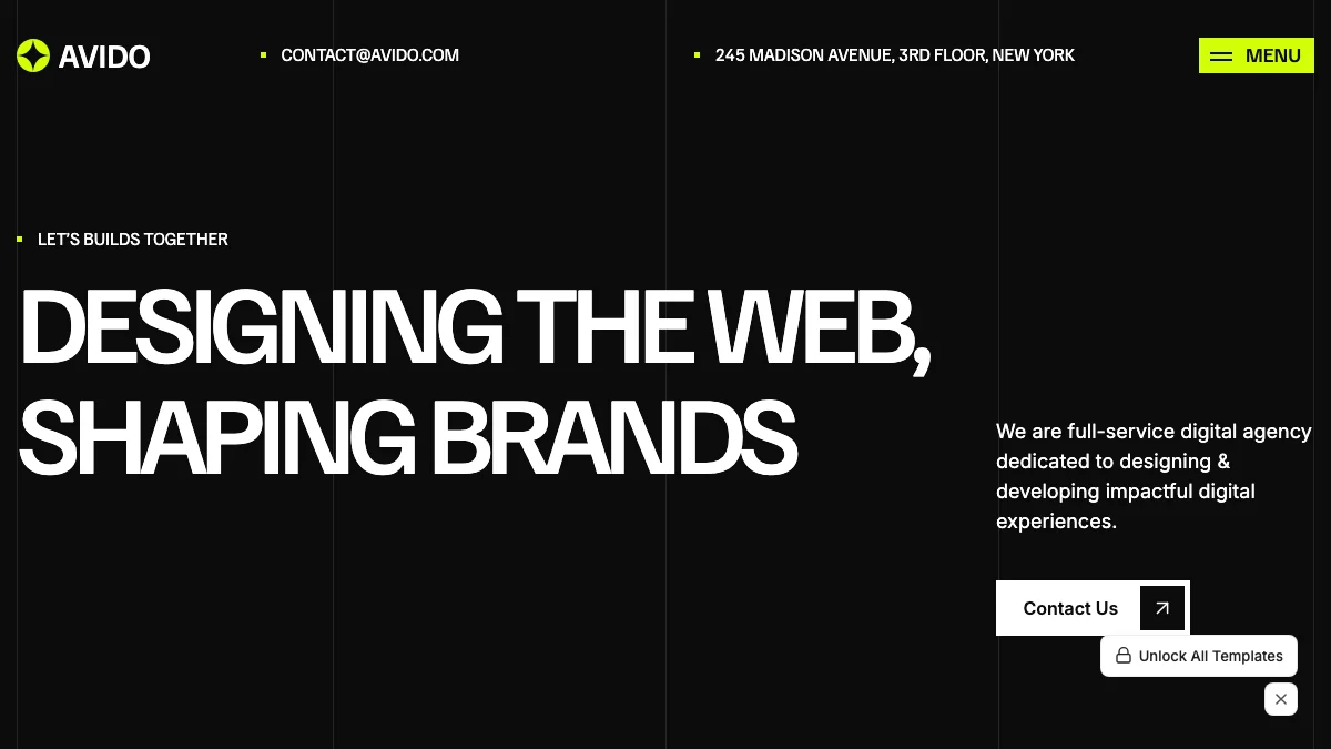 Screenshot of the Avido theme homepage