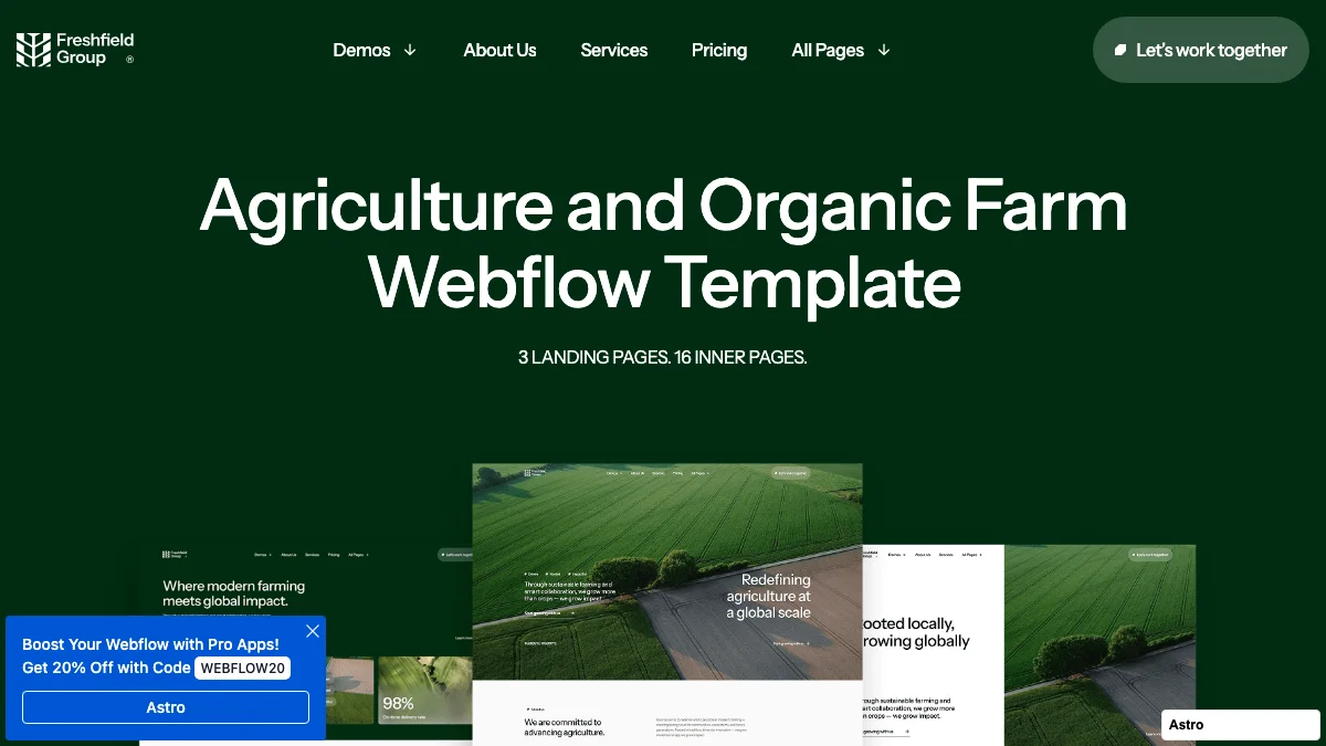 Screenshot of the Freshfield Group theme homepage