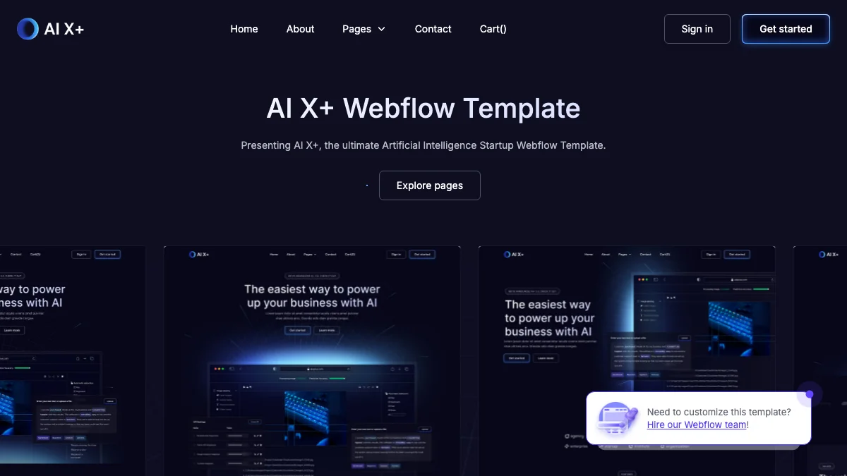 Screenshot of the AI X+ theme homepage