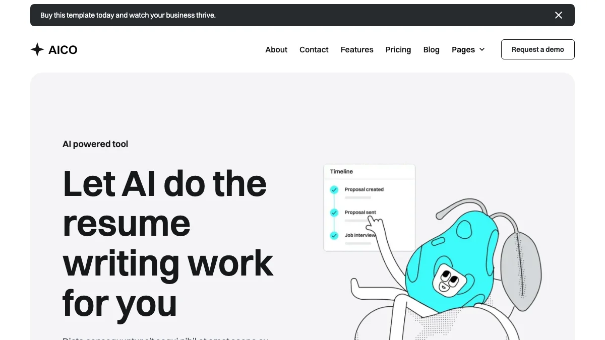 Screenshot of the Aico theme homepage