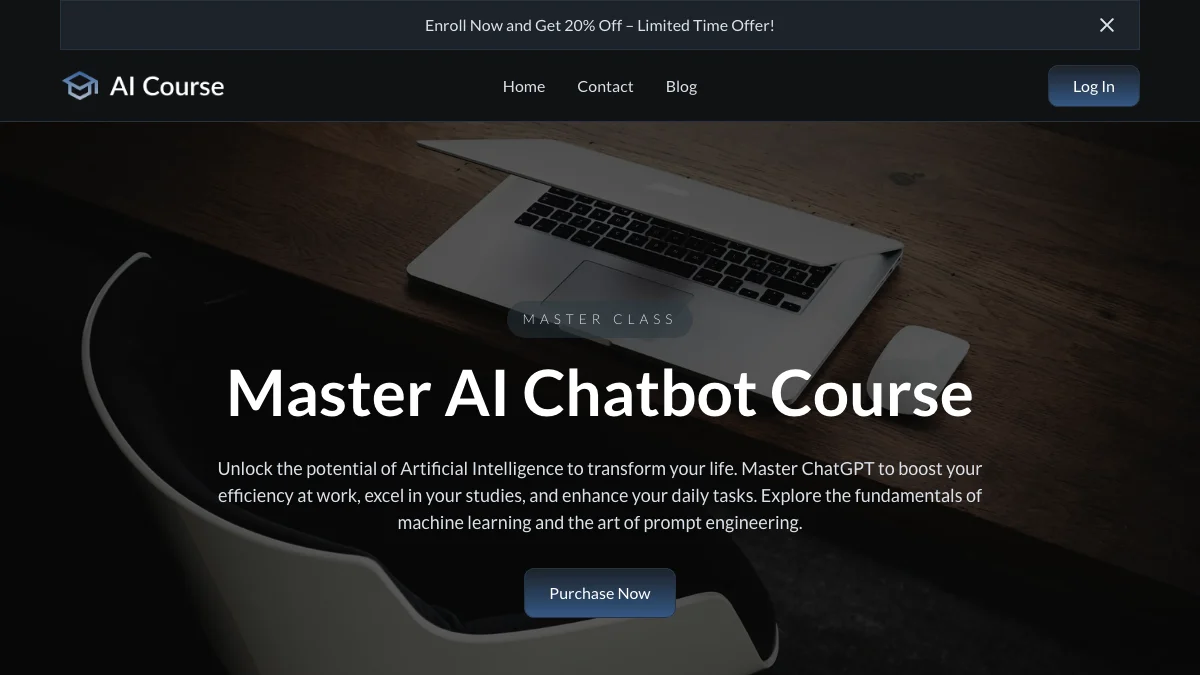 Screenshot of the Ai Course theme homepage