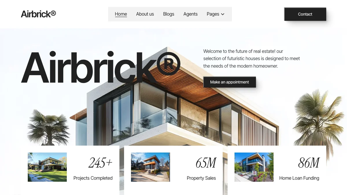 Screenshot of the Airbrick theme homepage