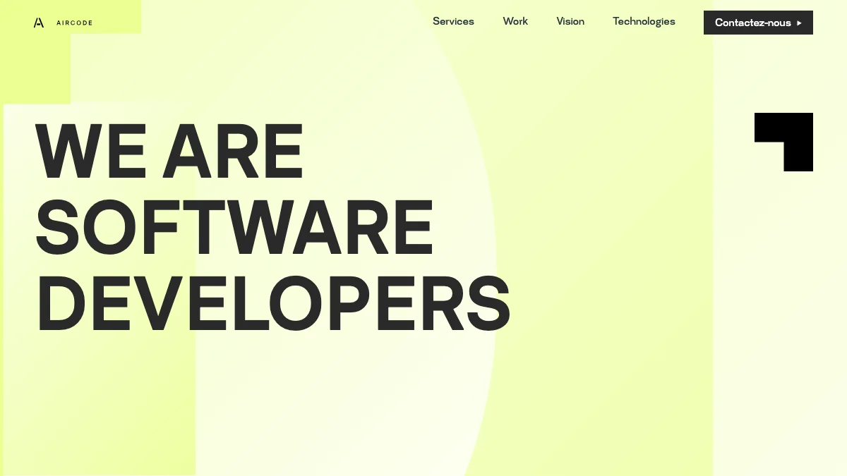 Screenshot of the AirCode theme homepage