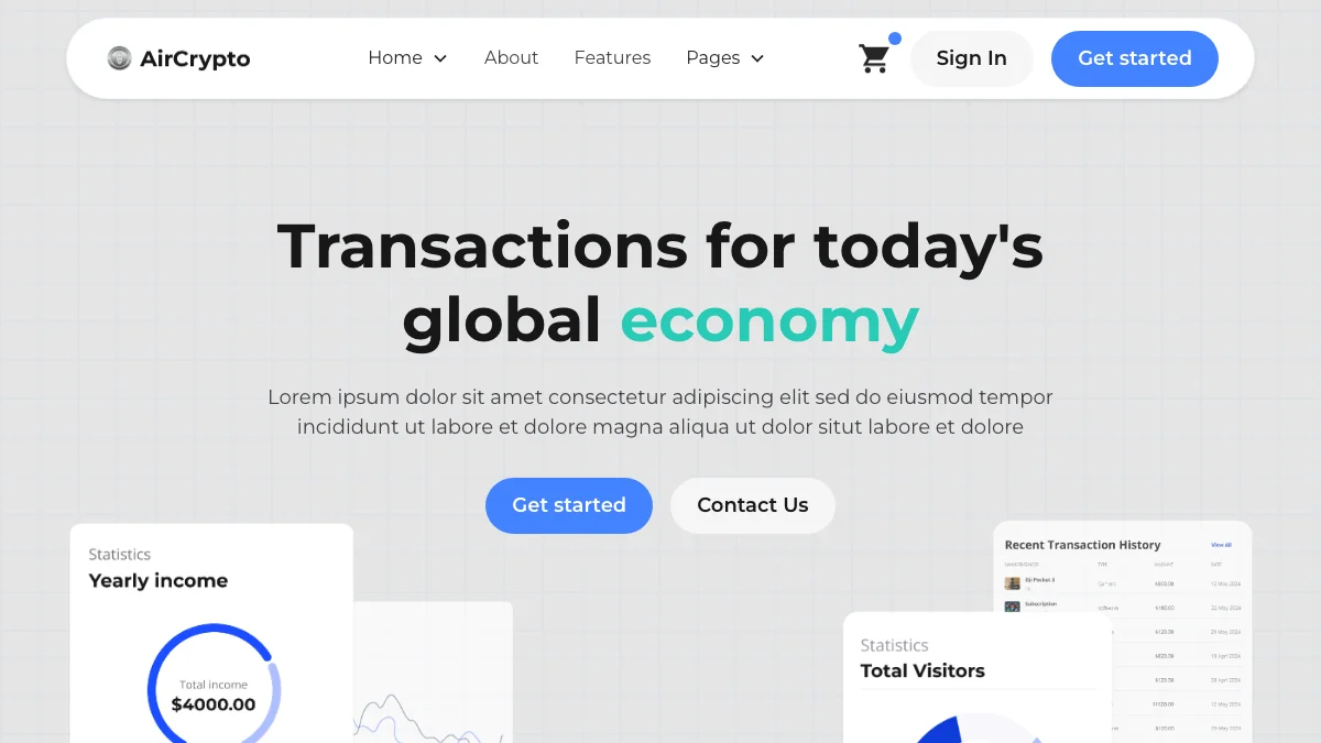 Screenshot of the AirCrypto theme homepage