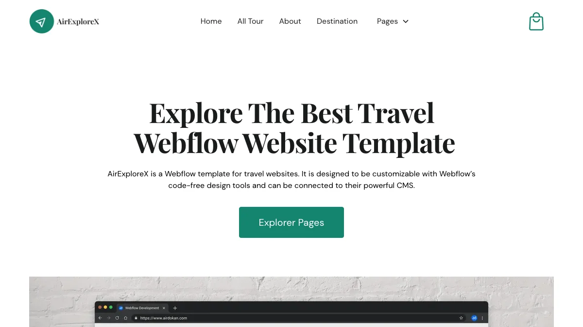 Screenshot of the AirExploreX theme homepage