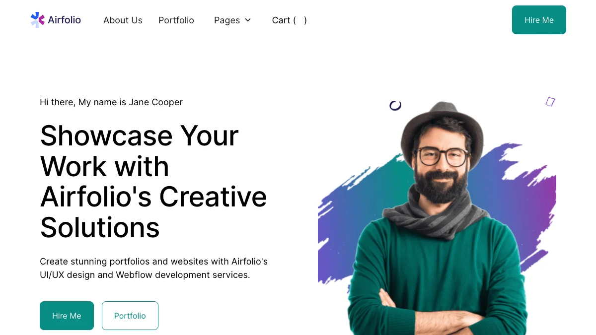 Screenshot of the AirFolio theme homepage