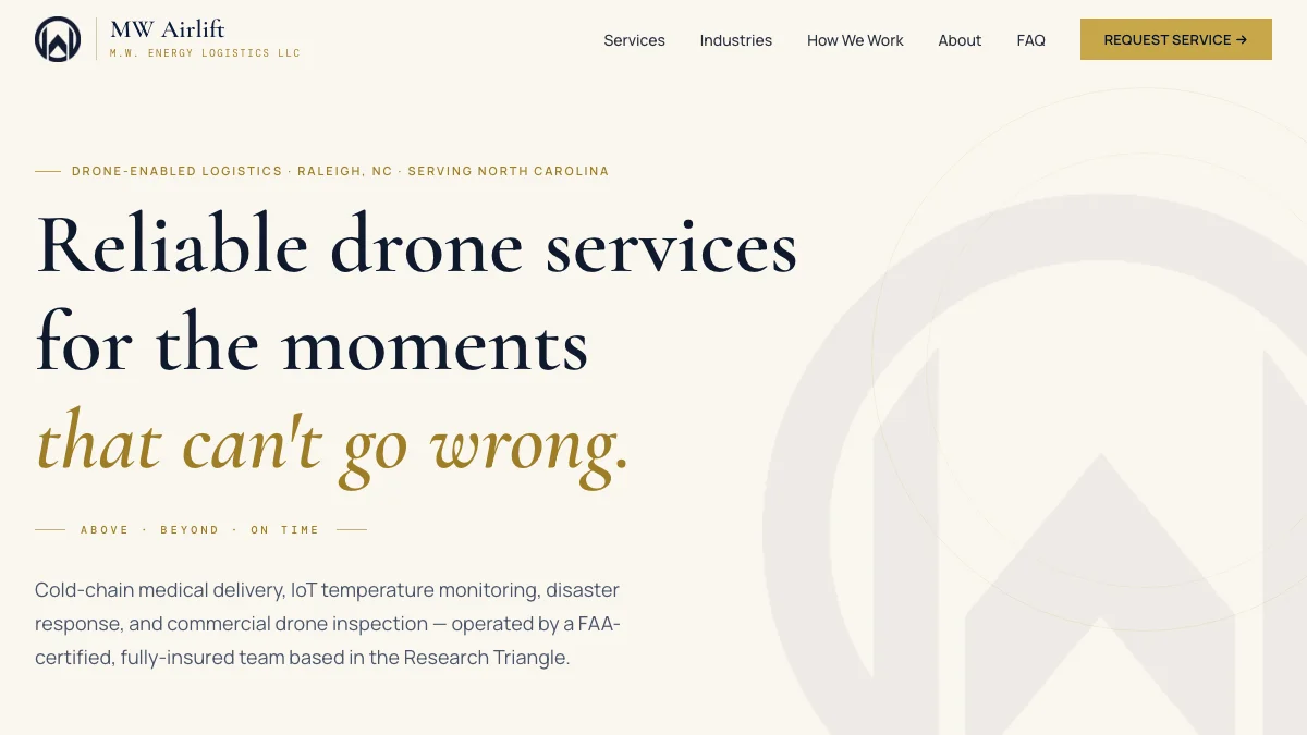 Screenshot of the AirLift theme homepage