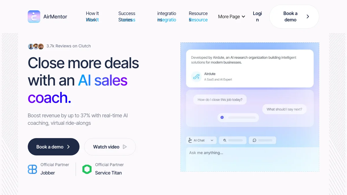Screenshot of the AirMentor theme homepage