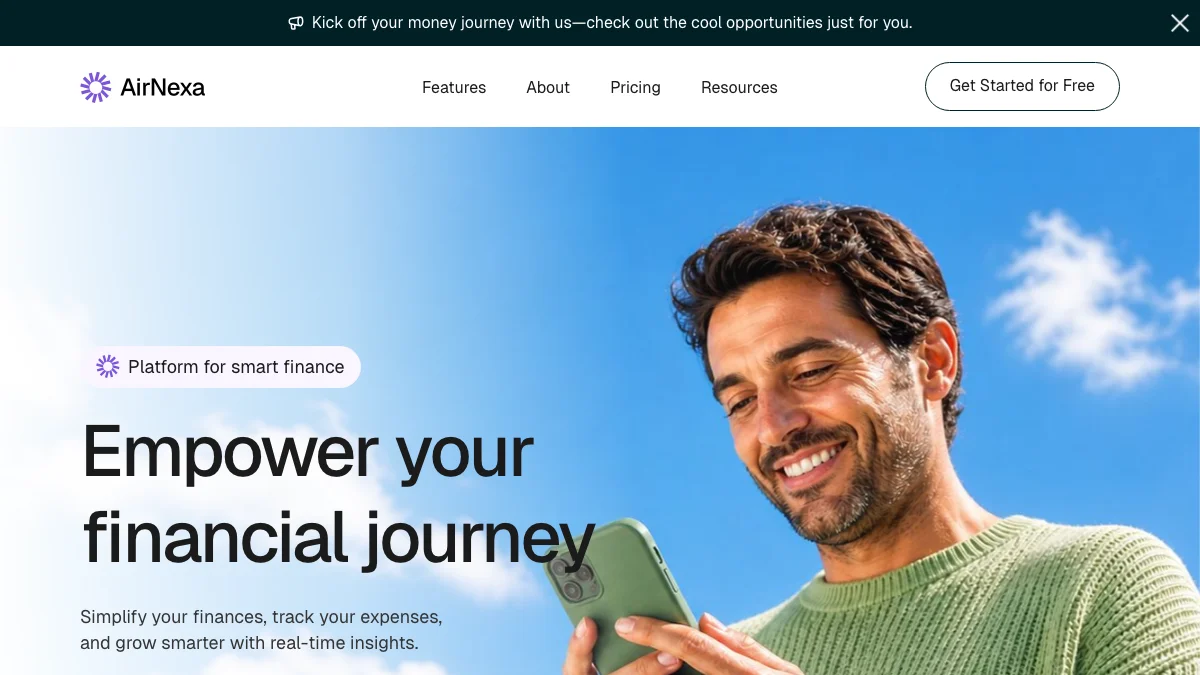 Screenshot of the AirNexa theme homepage