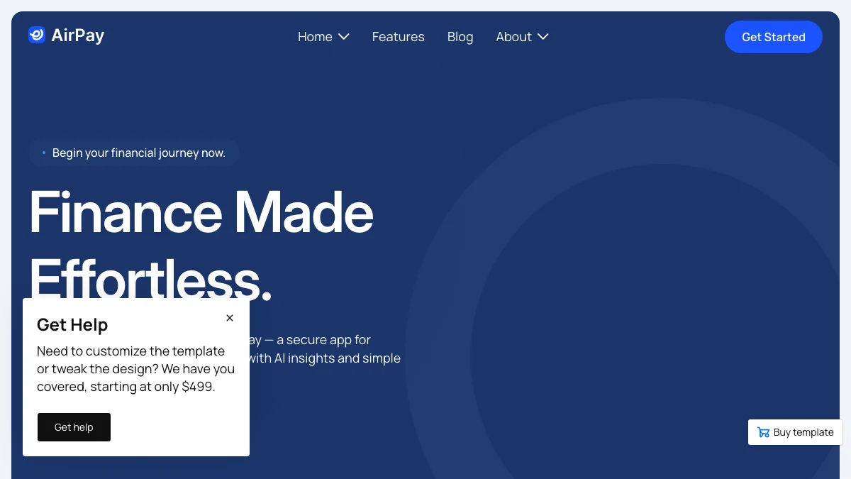 Screenshot of the AirPay theme homepage