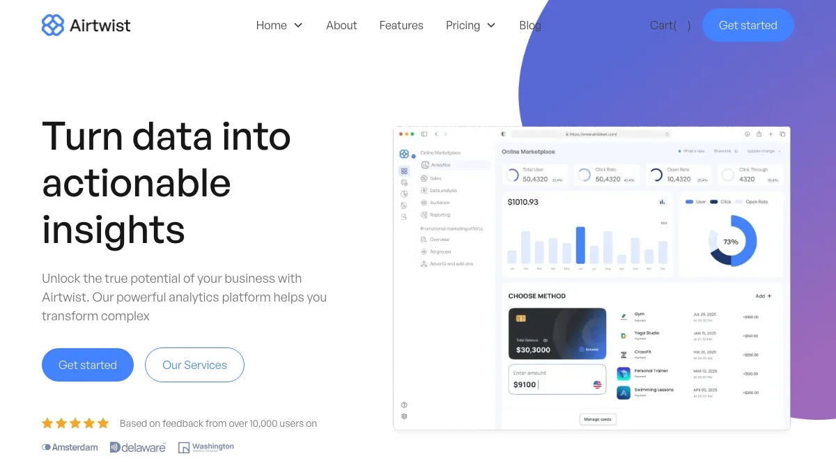Screenshot of the AirTwist theme homepage
