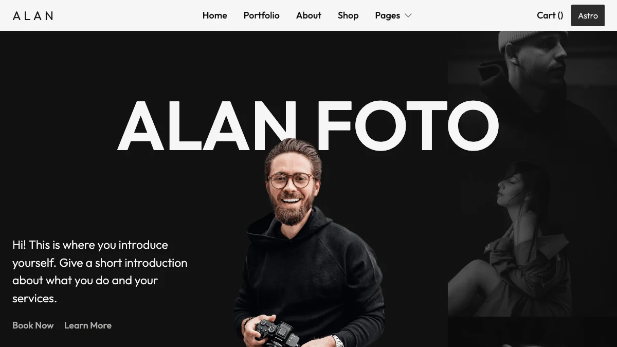 Screenshot of the Alan Foto theme homepage