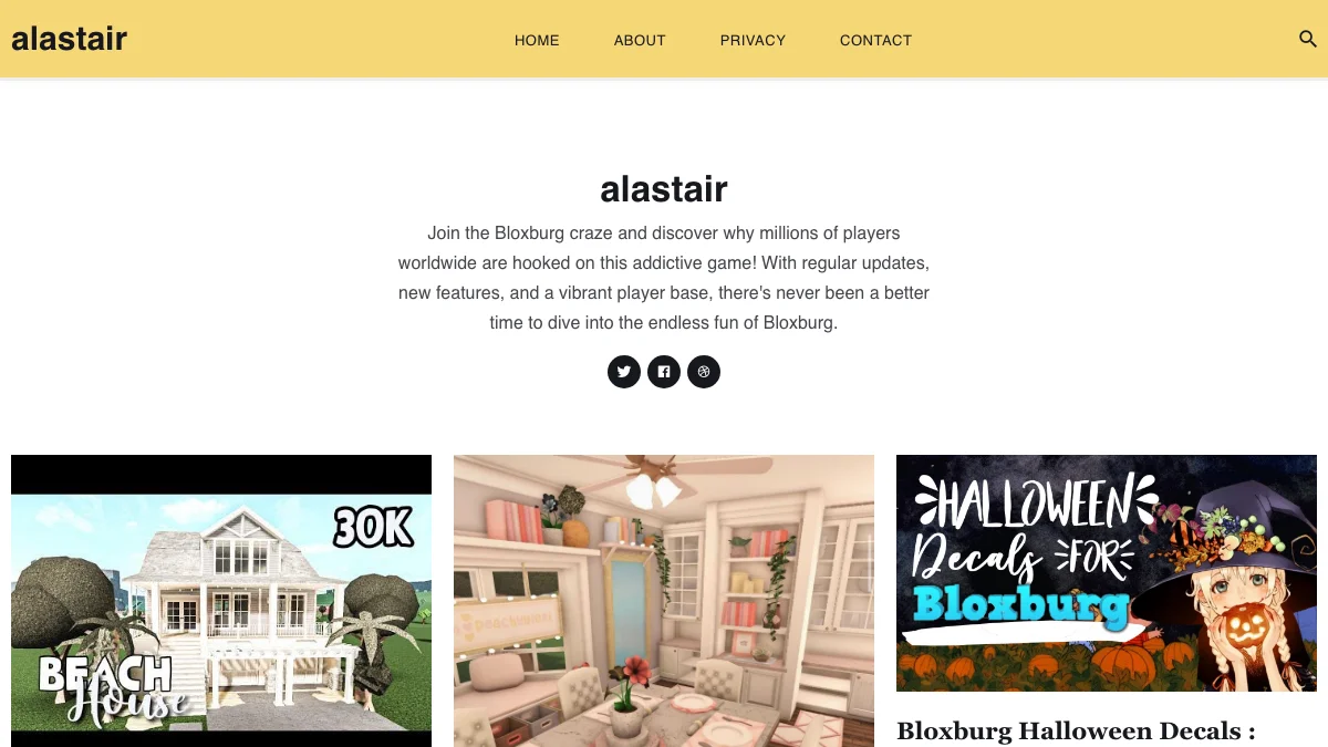 Screenshot of the Alastair theme homepage