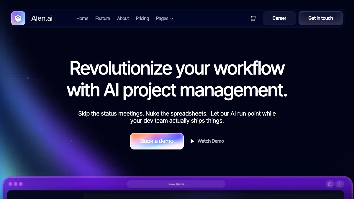 Screenshot of the Alenai theme homepage