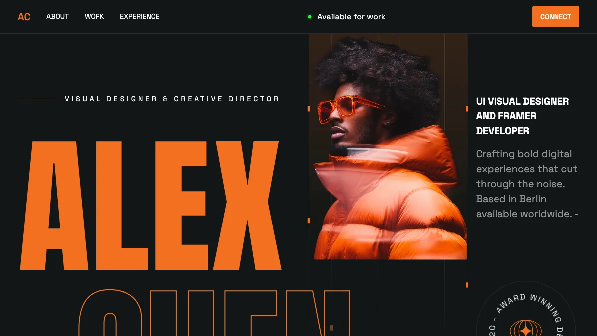 Screenshot of the Alex Chen theme homepage