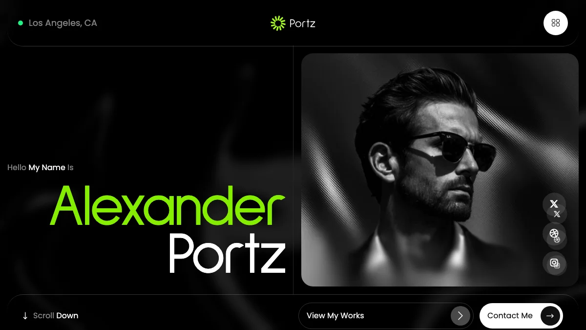 Screenshot of the Alex Portz theme homepage