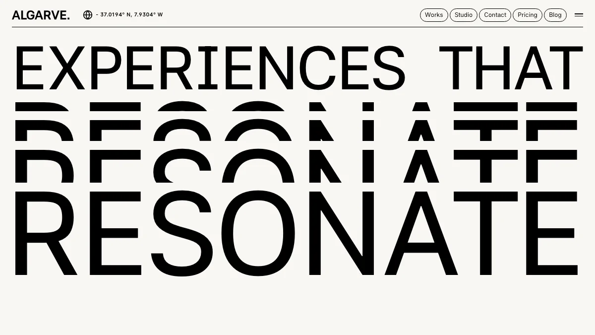 Screenshot of the Algarve Studio theme homepage
