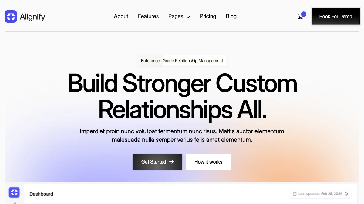 Screenshot of the Alignify theme homepage