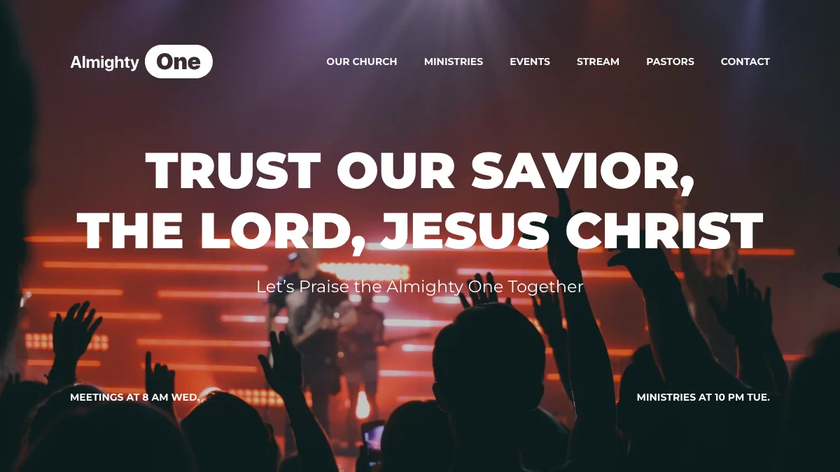 Screenshot of the Almighty One theme homepage